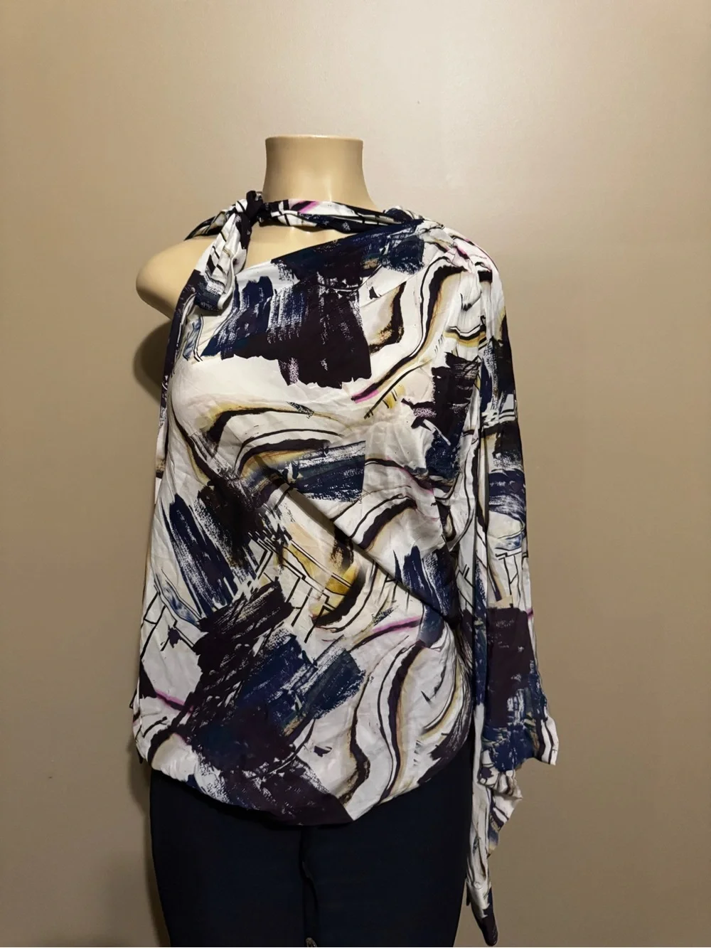NWT Zara Limited Edition Abstract Printed Asymmetric Blouse - Size M